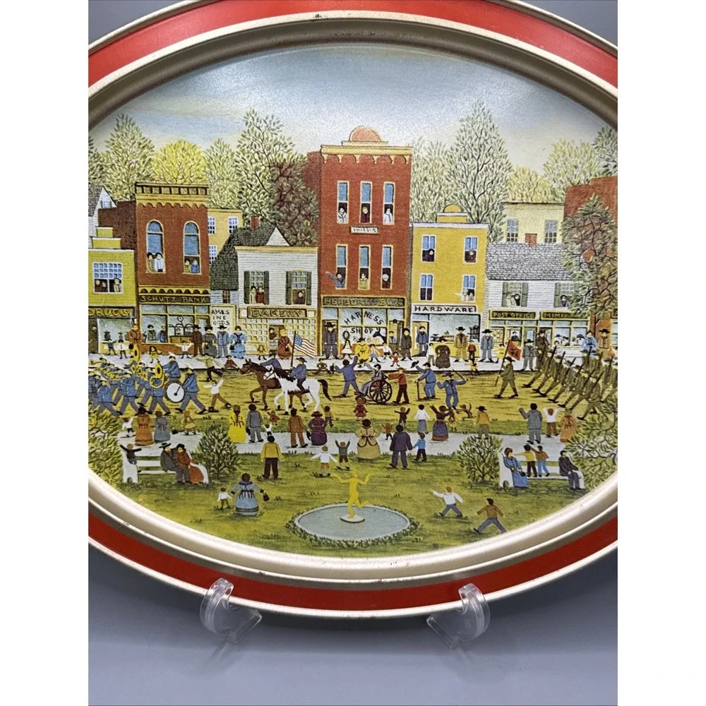 Sunshine Biscuits Cookie Tin Lid Holiday Parade American Folk Art Tray